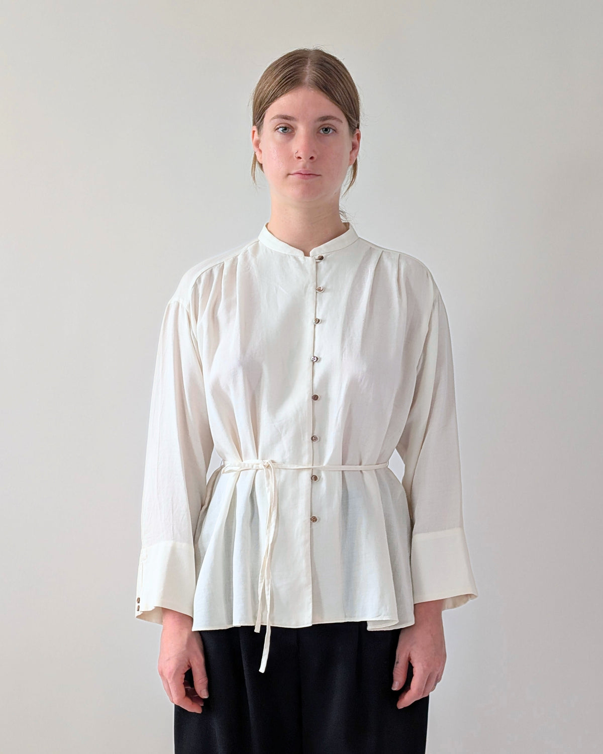 Soft Double-Faced Cotton Drawstring Shirt