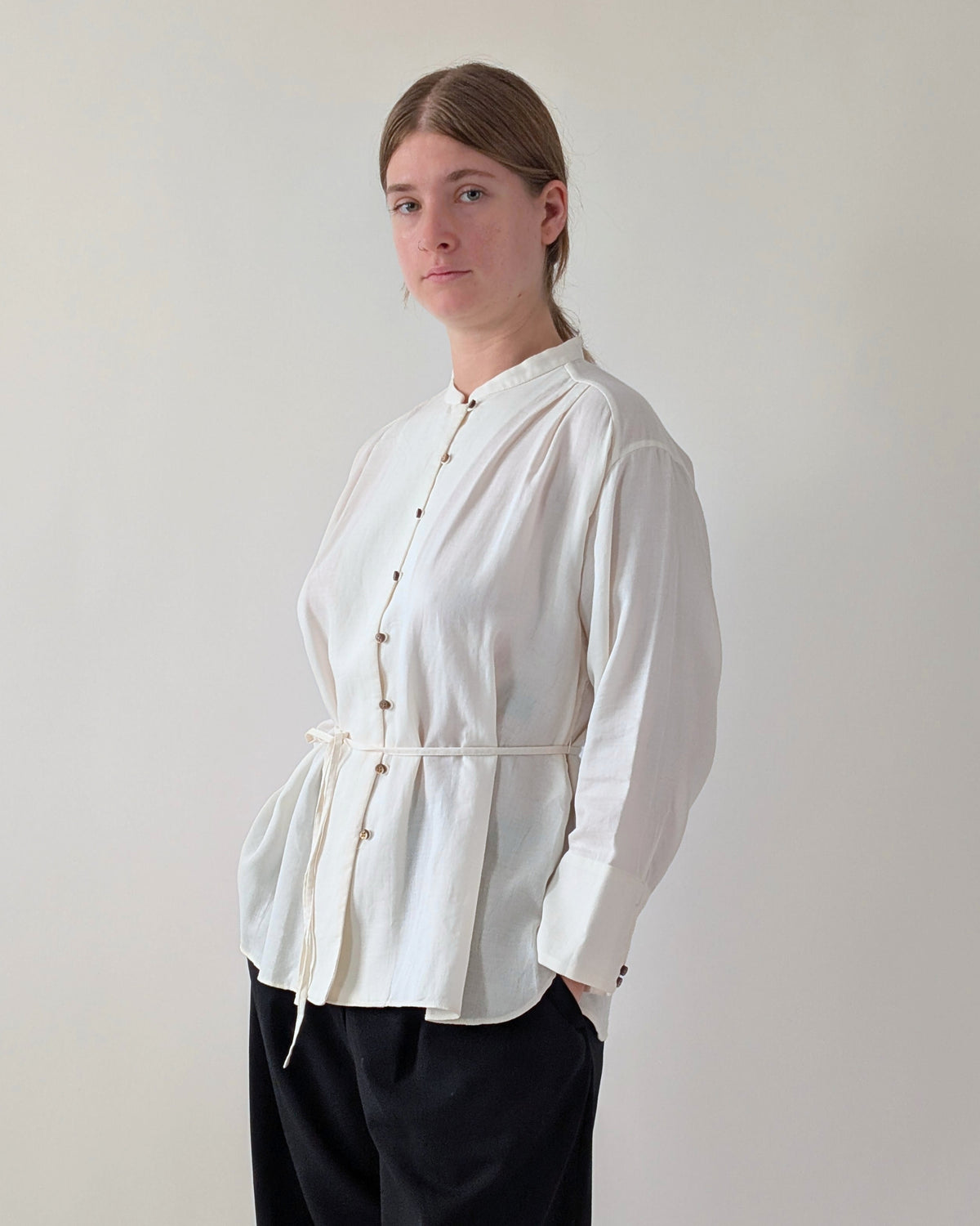 Soft Double-Faced Cotton Drawstring Shirt