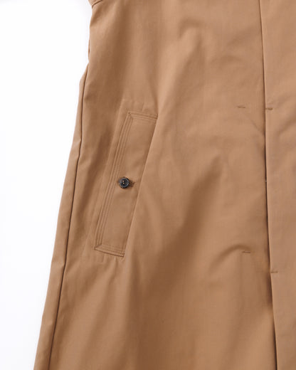 Close-up of a beige coat with a pocket on a white background